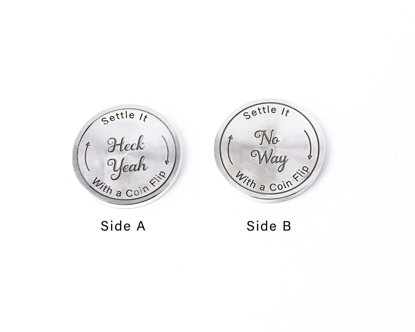 Heck Yeah / No Way Flip Coin – Engraved Aluminum Decision Maker