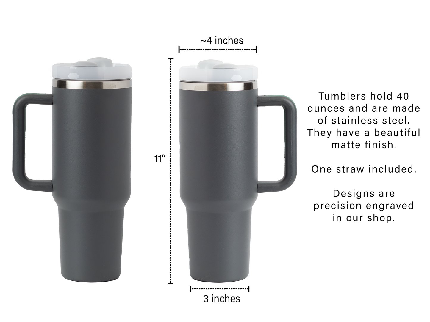 40oz Tumbler with Handle Laser Engraved with Mushroom Design