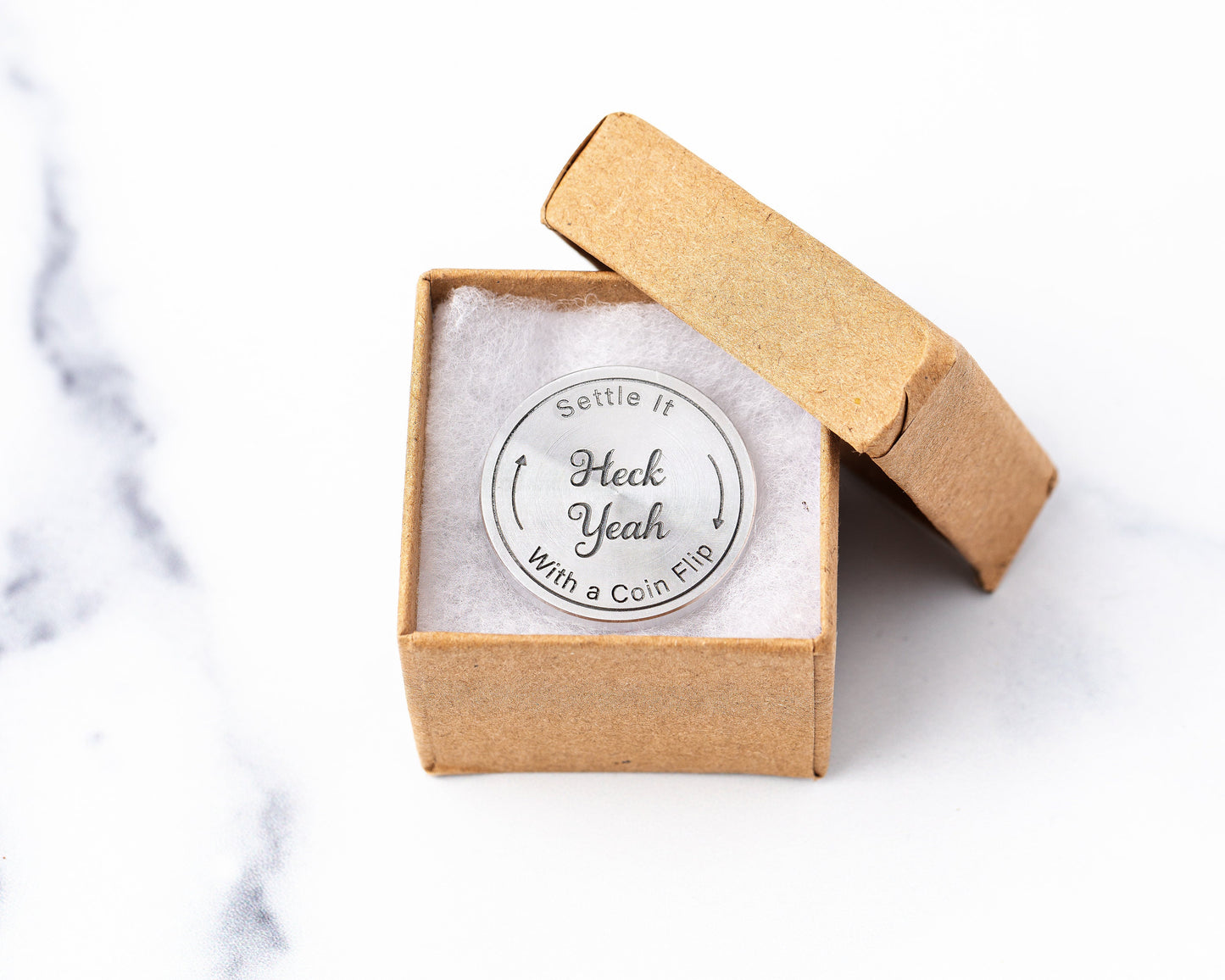 Heck Yeah / No Way Flip Coin – Engraved Aluminum Decision Maker