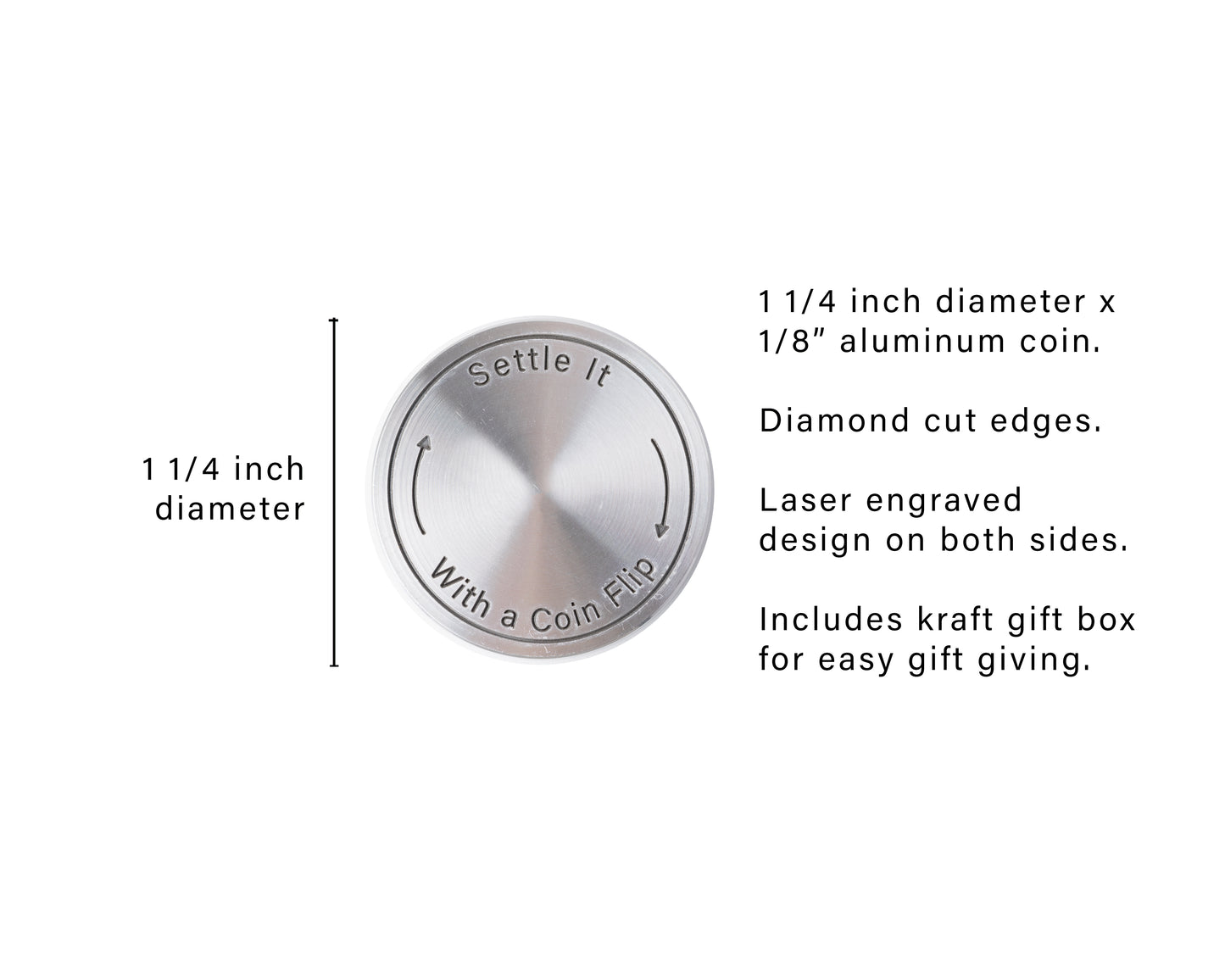 Yes or No Flip Coin – Engraved Aluminum Decision Maker
