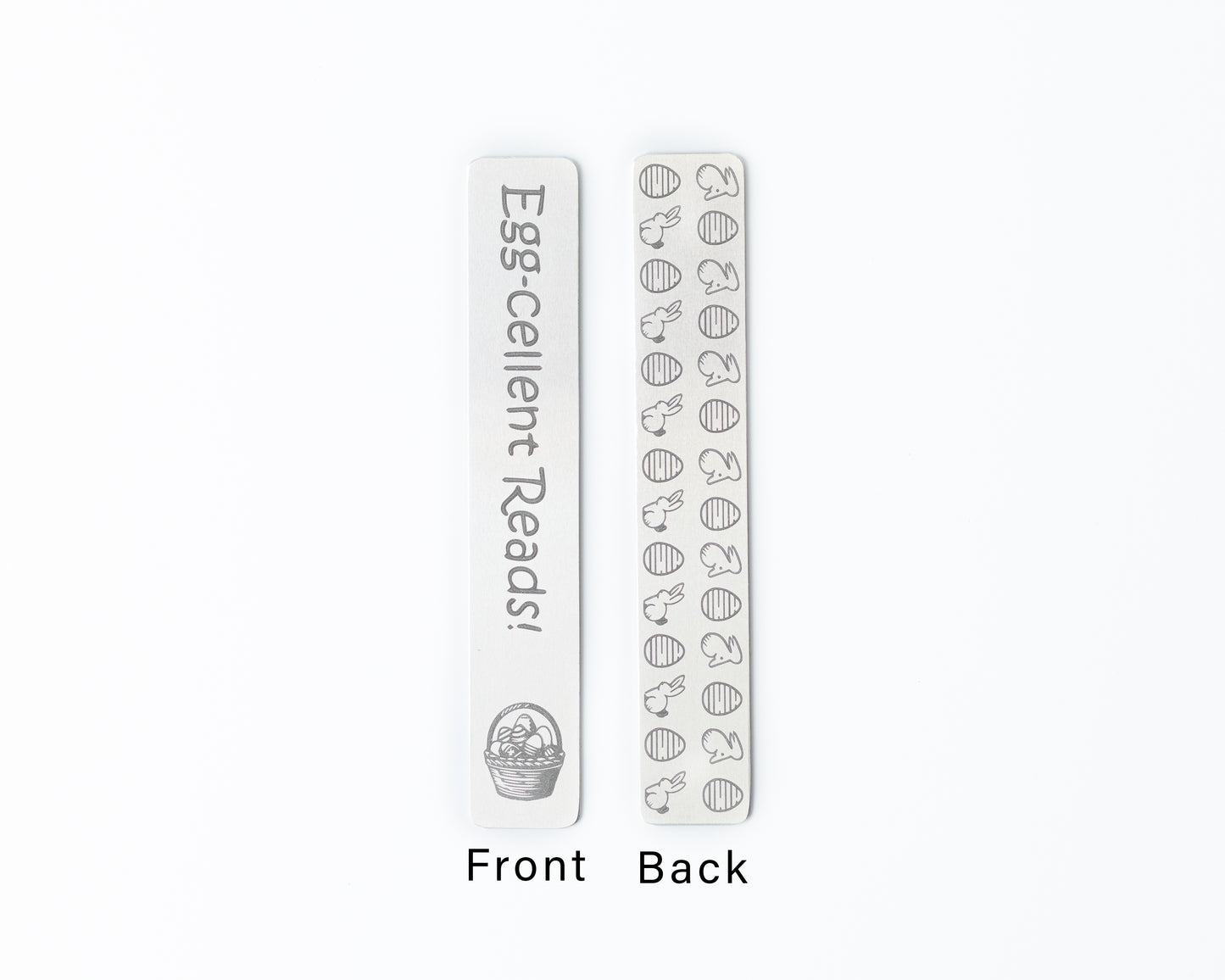 Easter Bunny Bookmark – Engraved Metal with “Egg-cellent Reads”