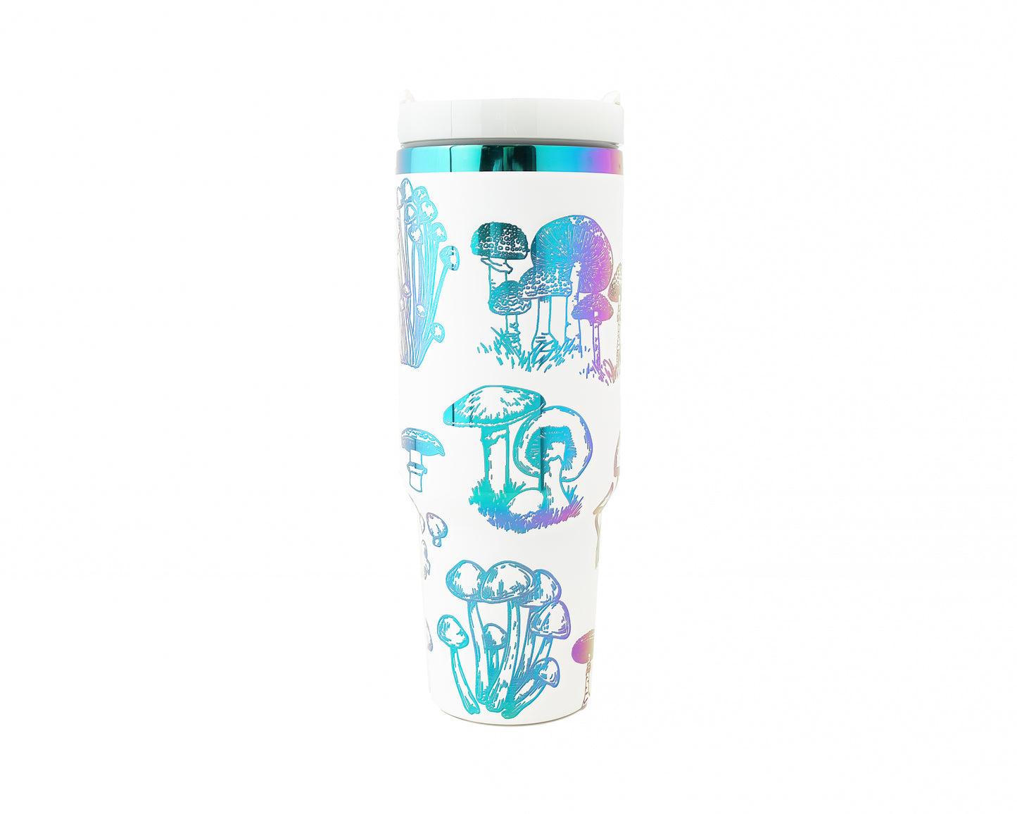 40oz Tumbler with Handle Laser Engraved with Mushroom Design