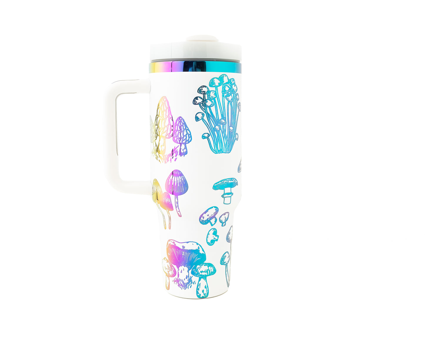 40oz Tumbler with Handle Laser Engraved with Mushroom Design