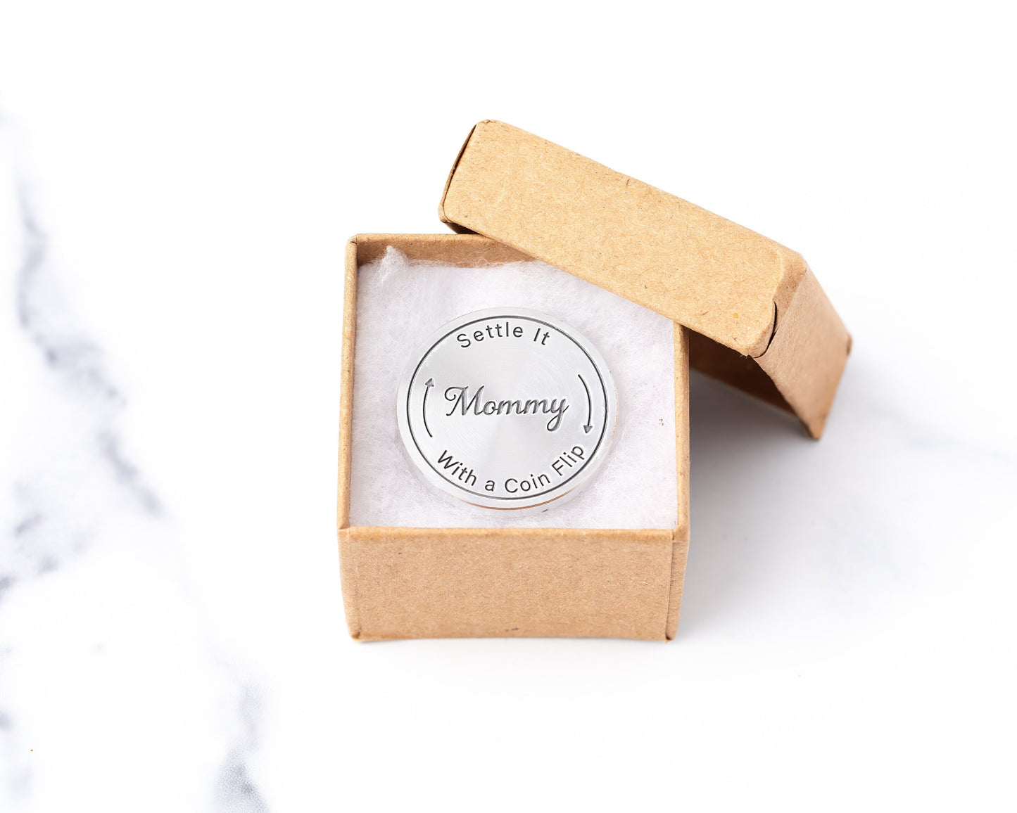 Mommy vs Daddy Flip Coin – Engraved Aluminum Gift for New Parents