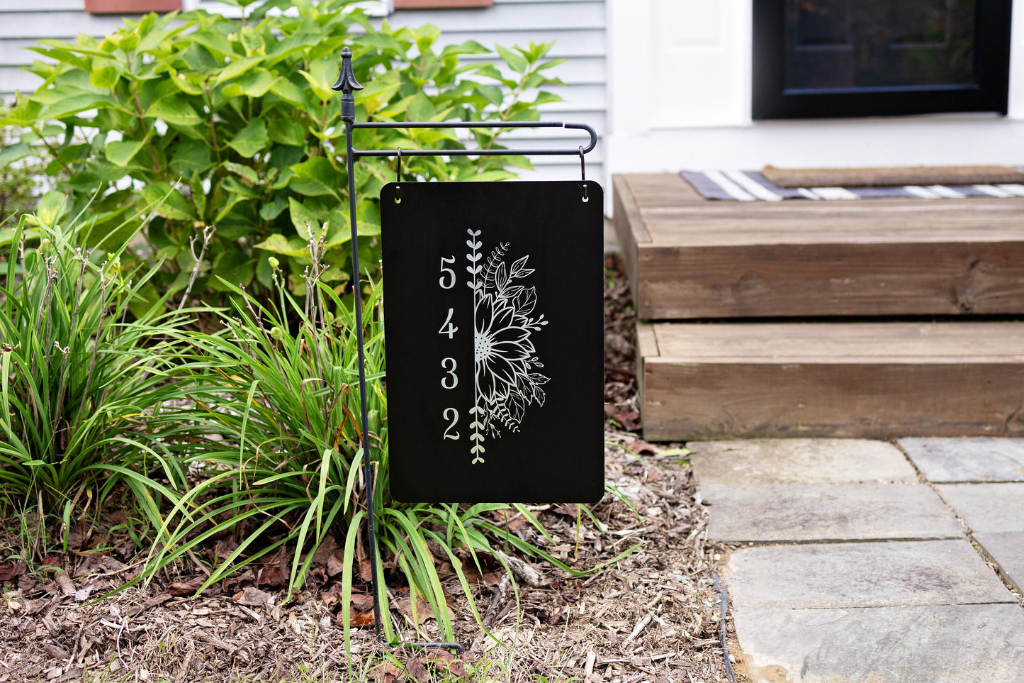 Custom House Number Metal Yard Sign – Aluminum Sunflower Address Sign