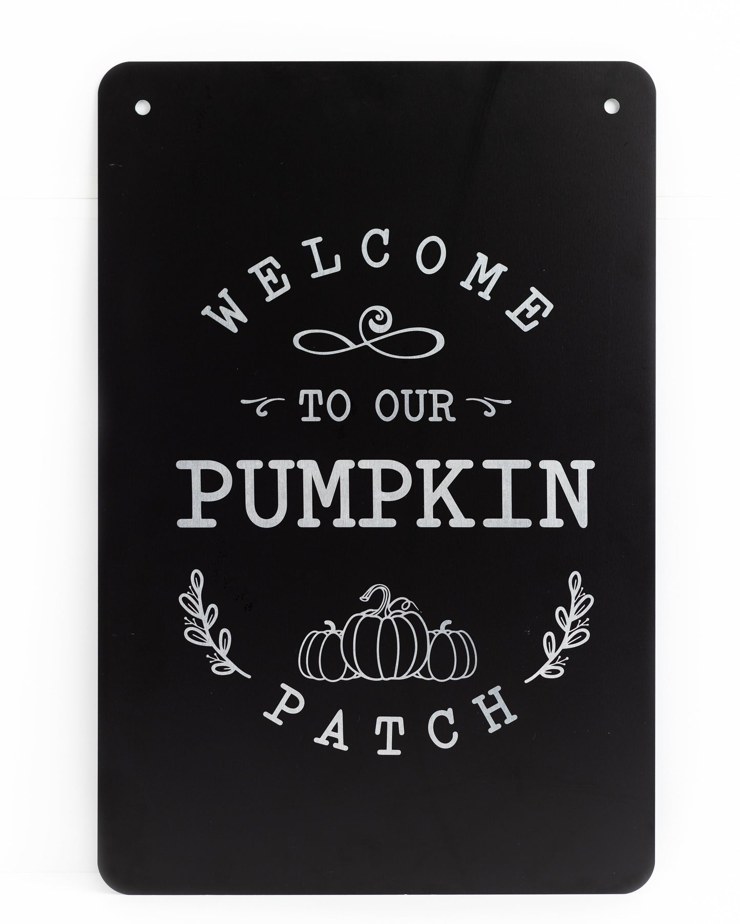Metal Garden Flag – "Welcome to Our Pumpkin Patch" Engraved Fall Yard Sign
