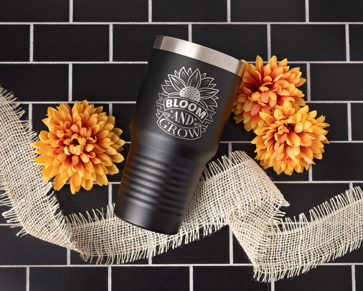 30oz Tumbler Engraved with Bloom and Grow | Polar Camel Travel Mug for Gardeners & Flower Lovers