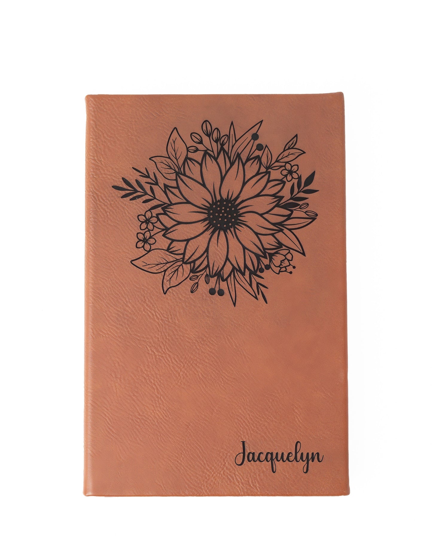 Engraved Sunflower Notebook – Personalized Leatherette Journal