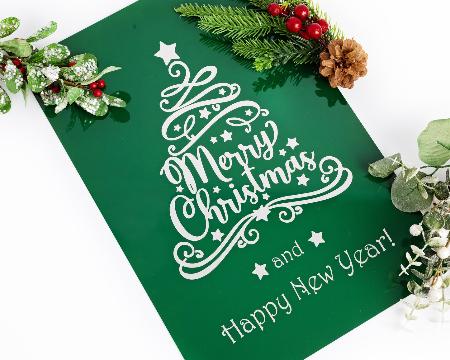 Metal Christmas Garden Sign – "Merry Christmas & Happy New Year" Yard Flag