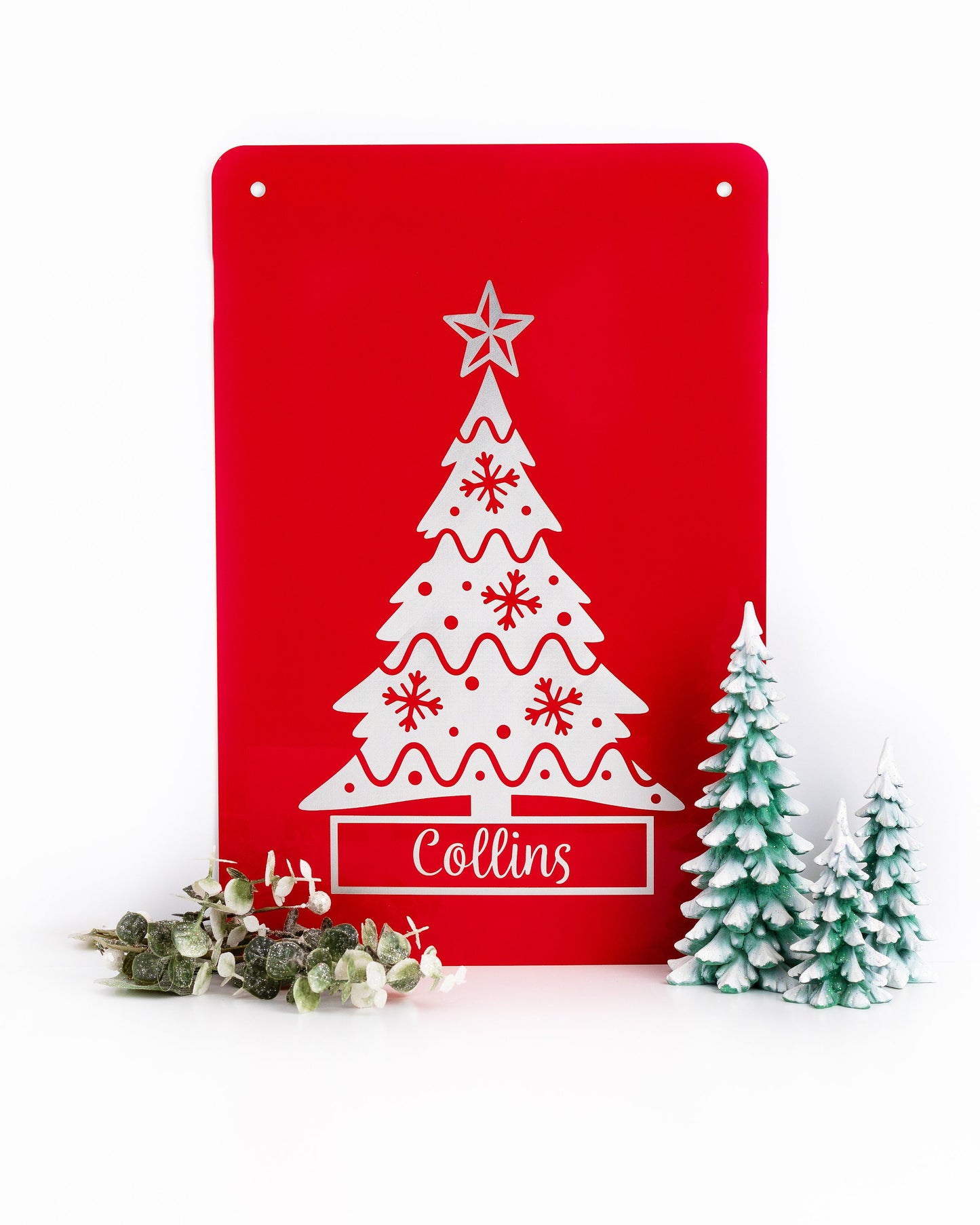 Personalized Metal Garden Sign – Engraved Christmas Tree Yard Flag