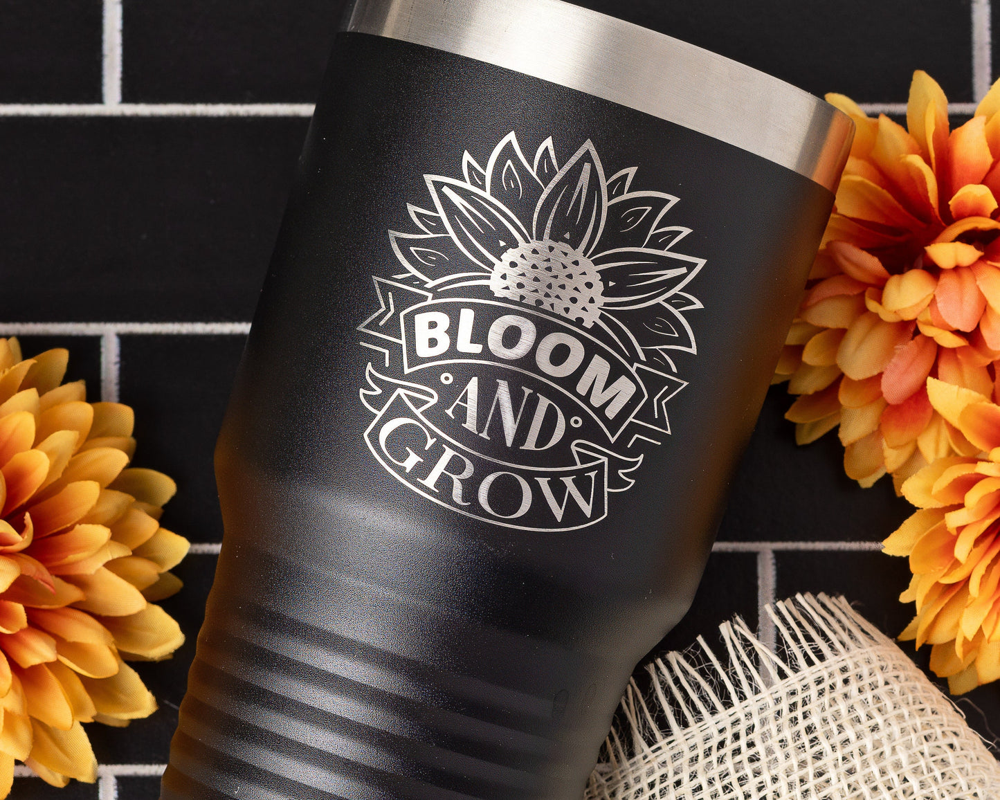 30oz Tumbler Engraved with Bloom and Grow | Polar Camel Travel Mug for Gardeners & Flower Lovers