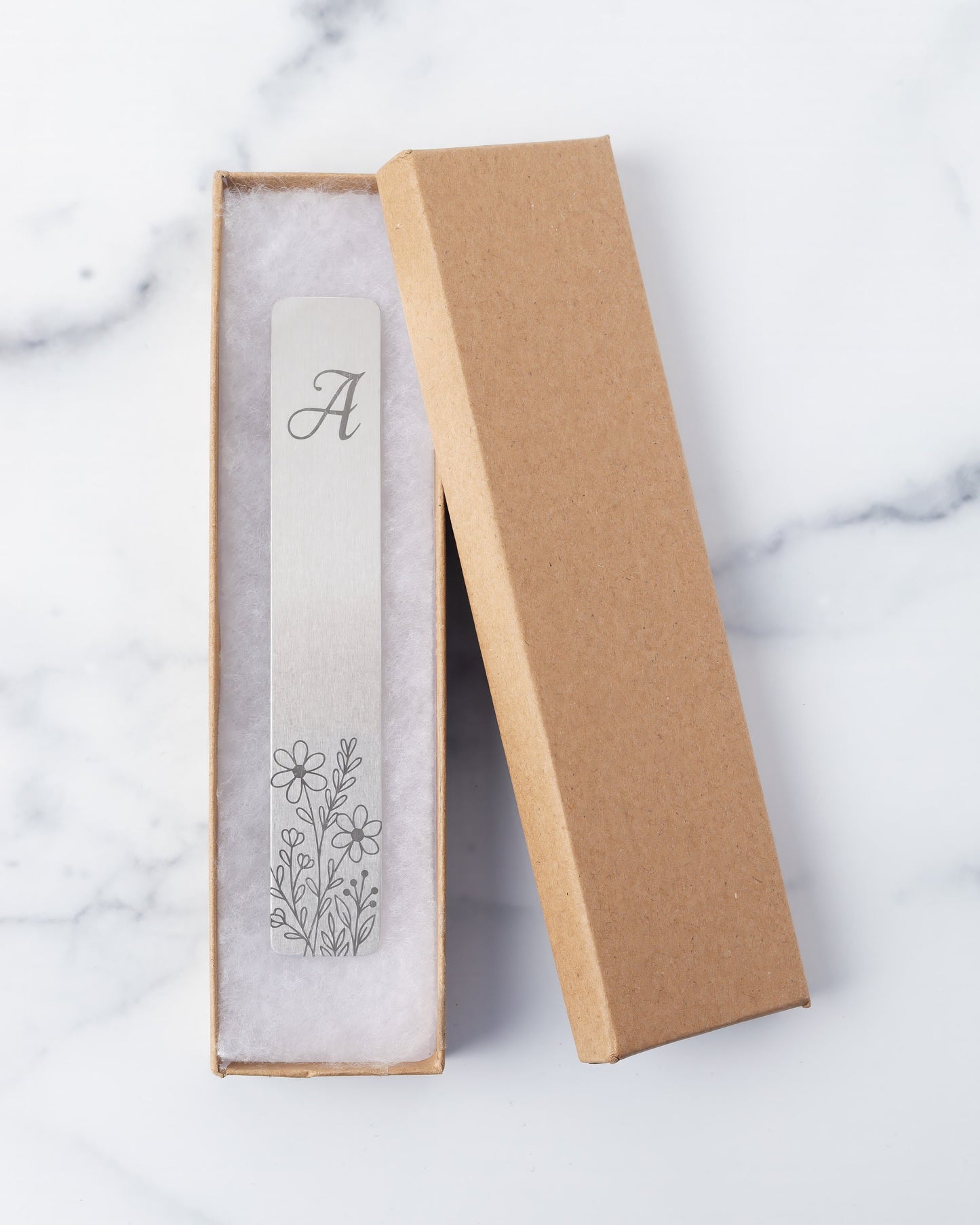 Floral Bookmark laser engraved with Monogram, Flowers & Butterflies