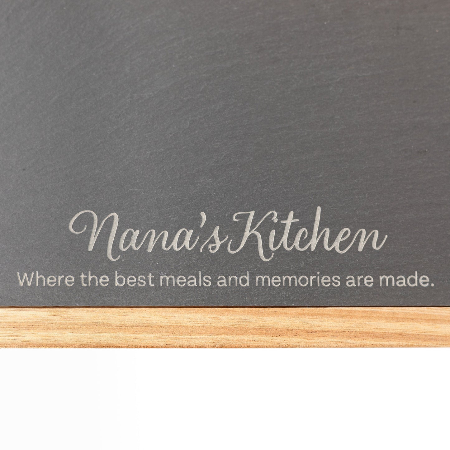 Personalized Slate & Acacia Serving Tray – "Nana’s Kitchen" Custom Charcuterie Board Gift