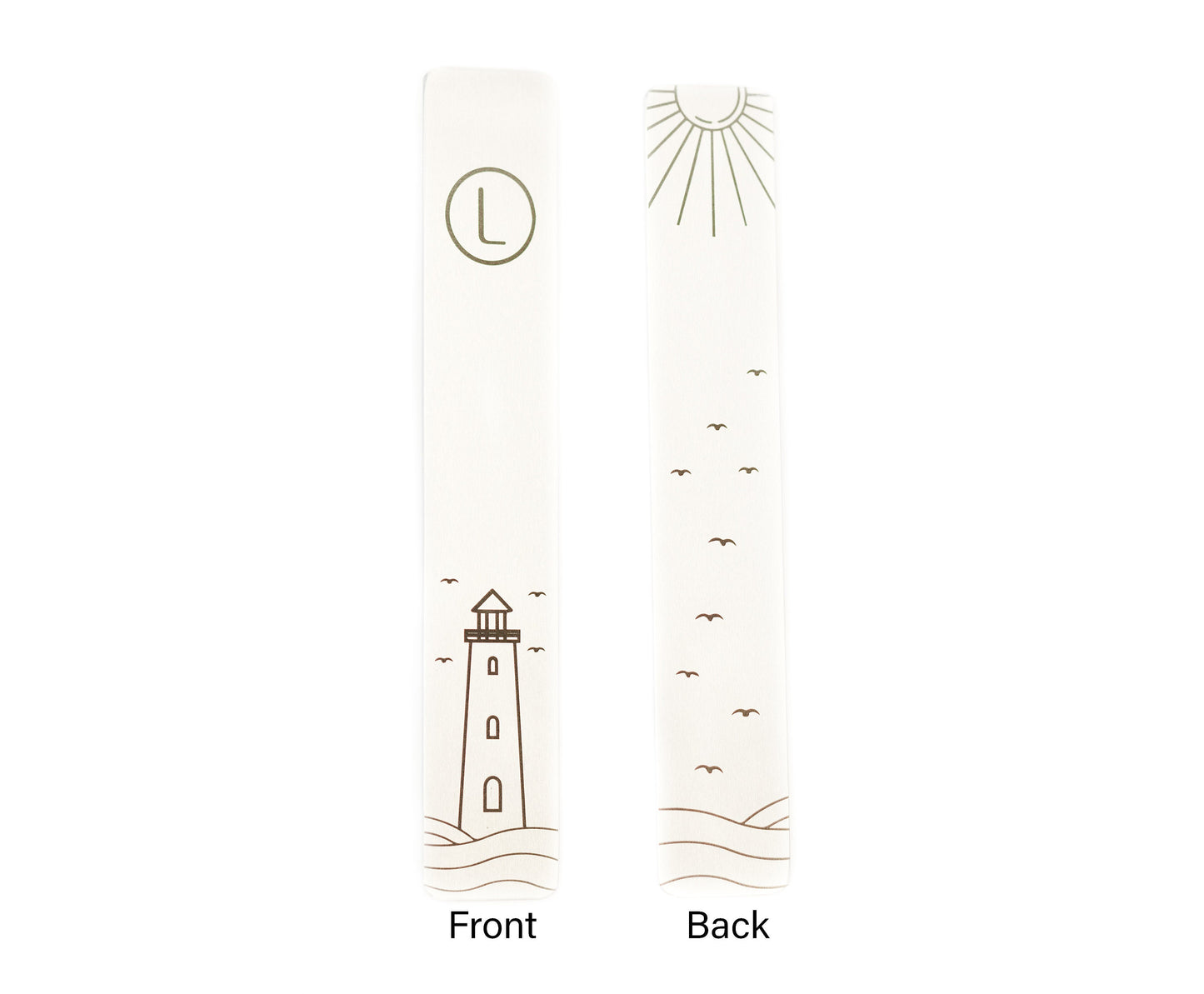 Ocean Bookmark lacer engraved with Monogram, Lighthouse & Seagulls