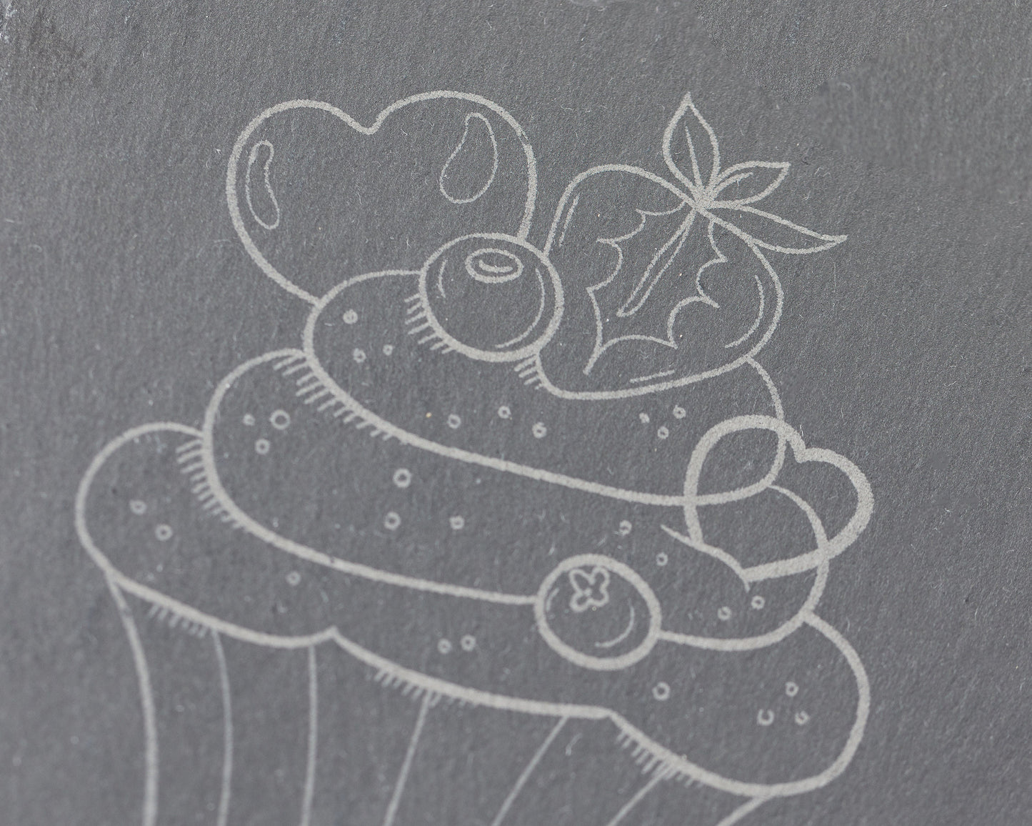 Strawberry Cupcake Slate Coasters – Laser Engraved Set of 4