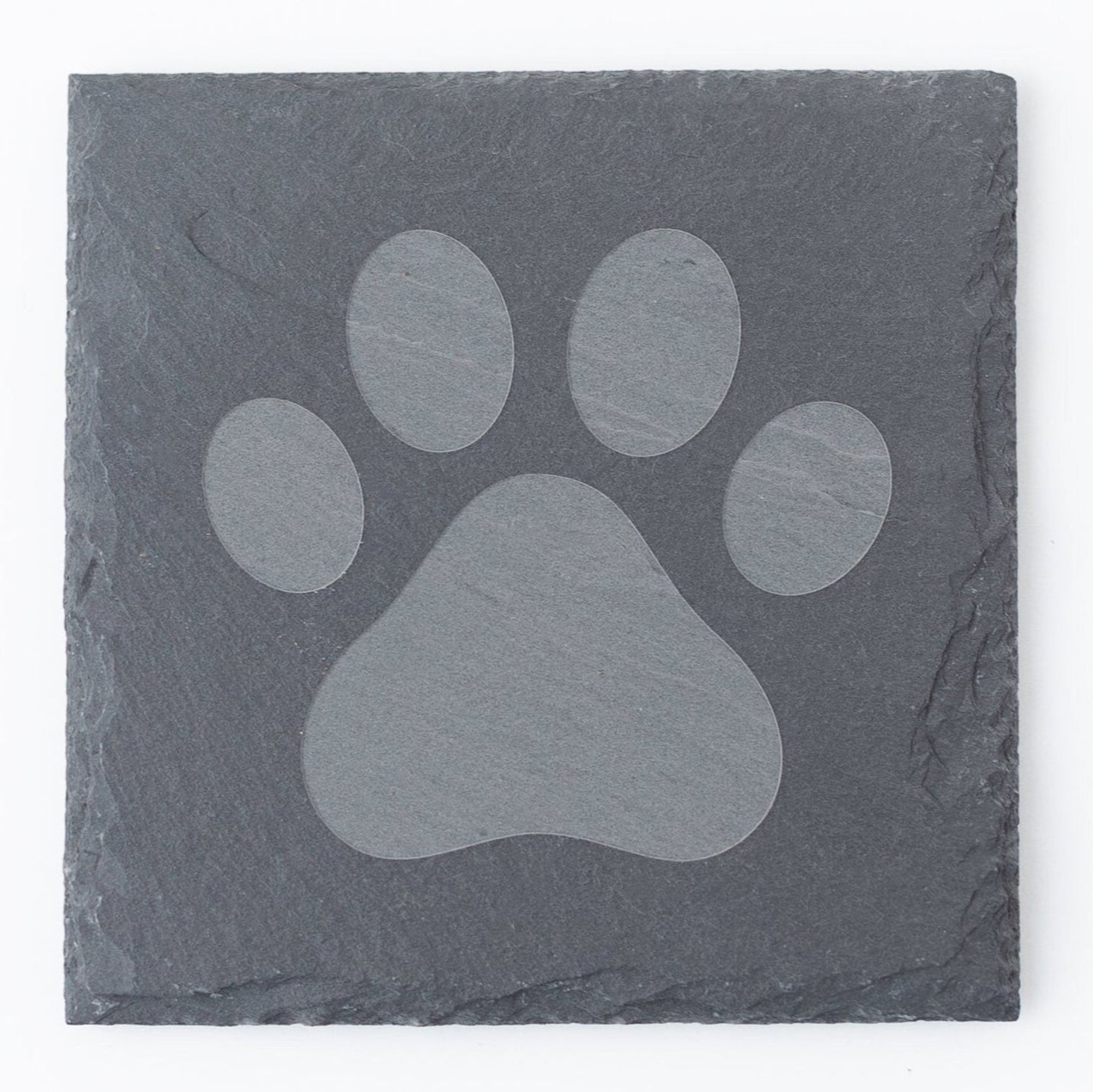 Paw Print Slate Coasters – Engraved Set of 4 for Pet Lovers