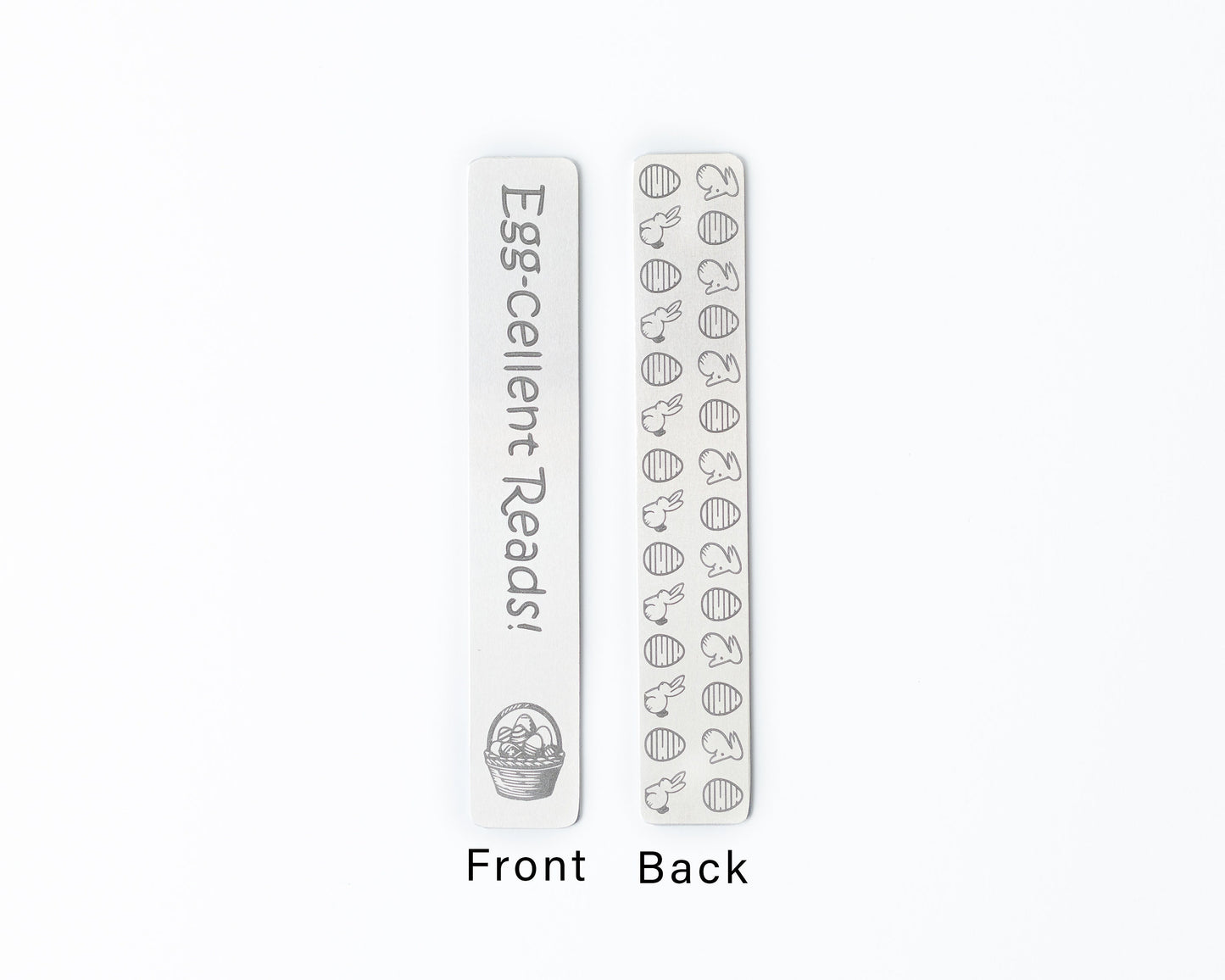 Easter Bunny Bookmark – Engraved Metal with “Egg-cellent Reads”