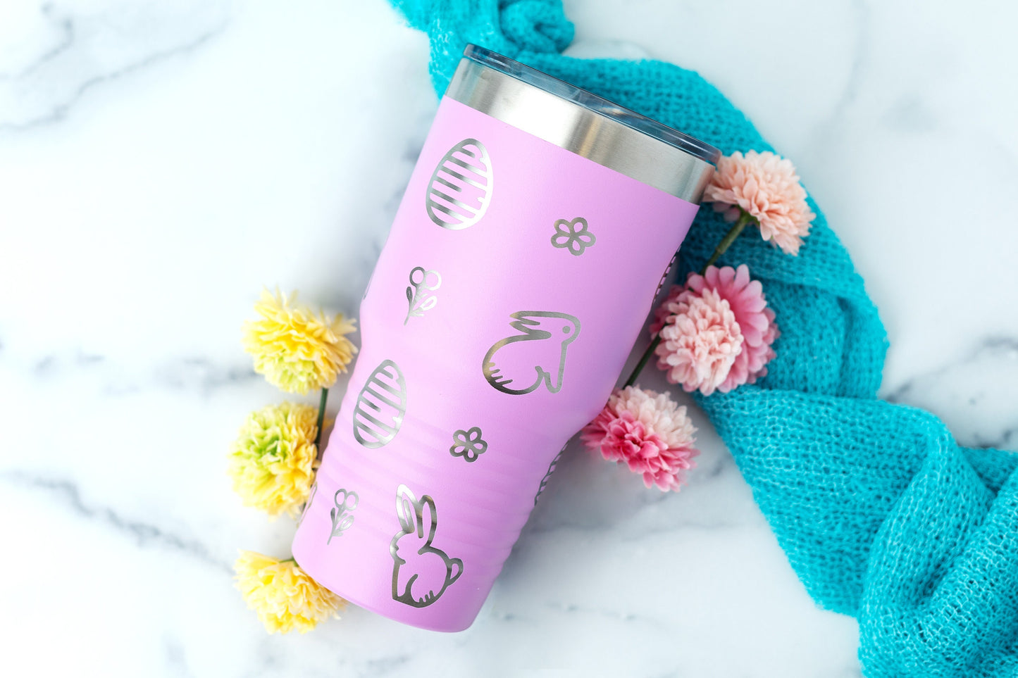 30oz Tumbler Engraved with Easter Bunny & Eggs | Polar Camel Cup for Spring Gifts & Basket Stuffers