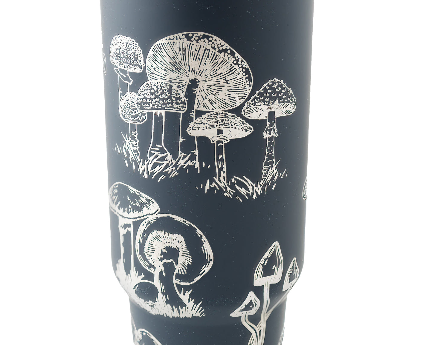 40oz Tumbler with Handle Laser Engraved with Mushroom Design