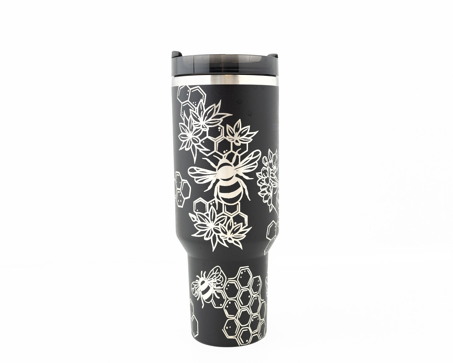 40oz Stanley Tumbler Laser Engraved Bumble Bee & Honeycomb Design