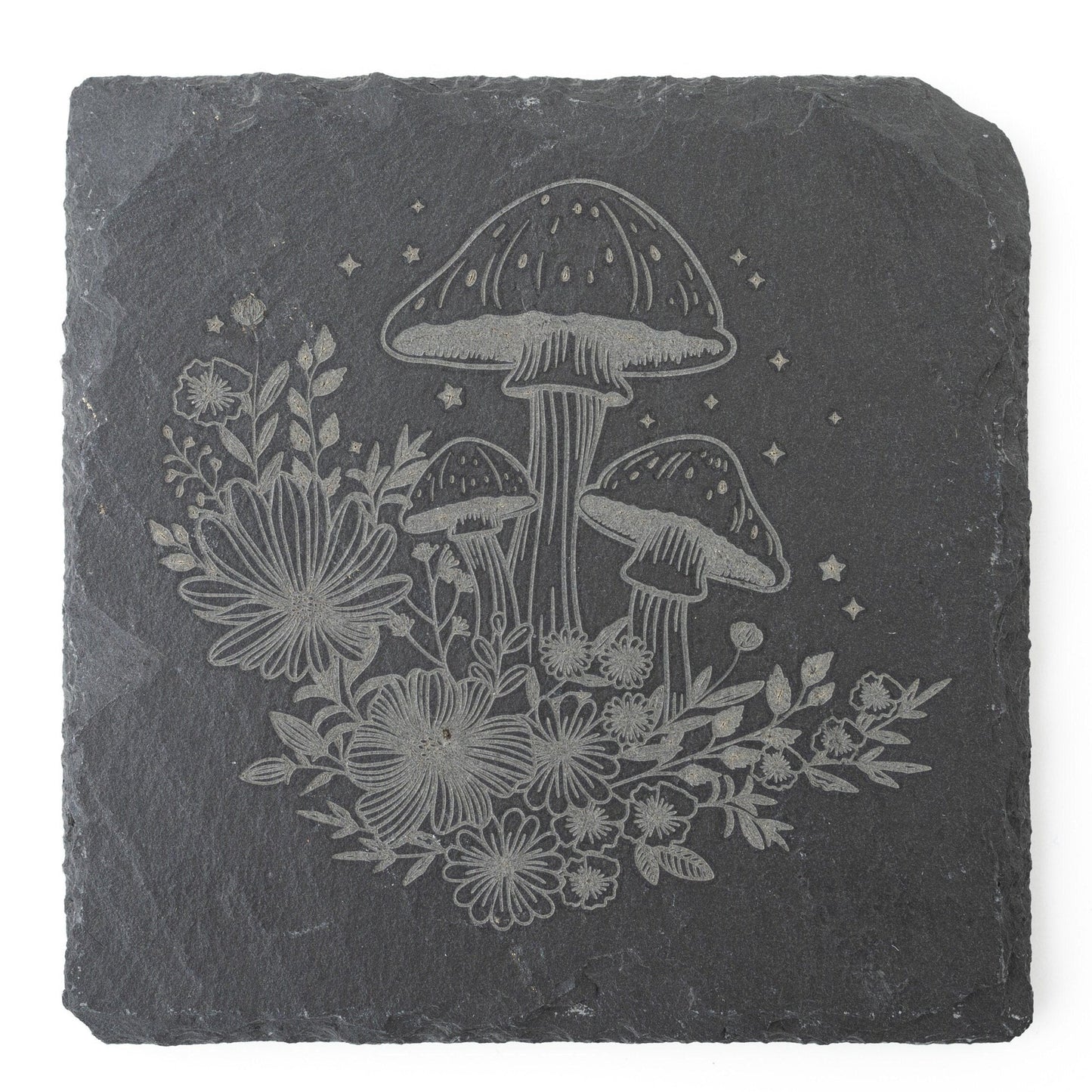 Floral Mushroom Slate Coasters – Set of 4
