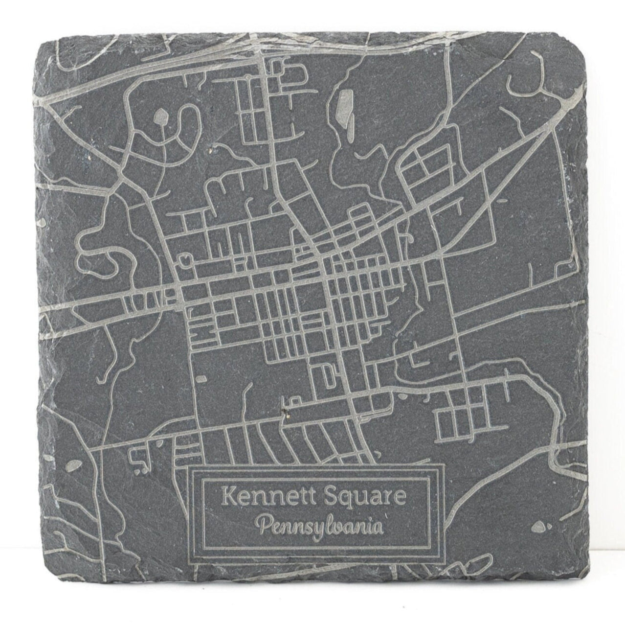 Custom City Map Slate Coasters – Personalized Engraved Set of 4 for Travelers or Hosts