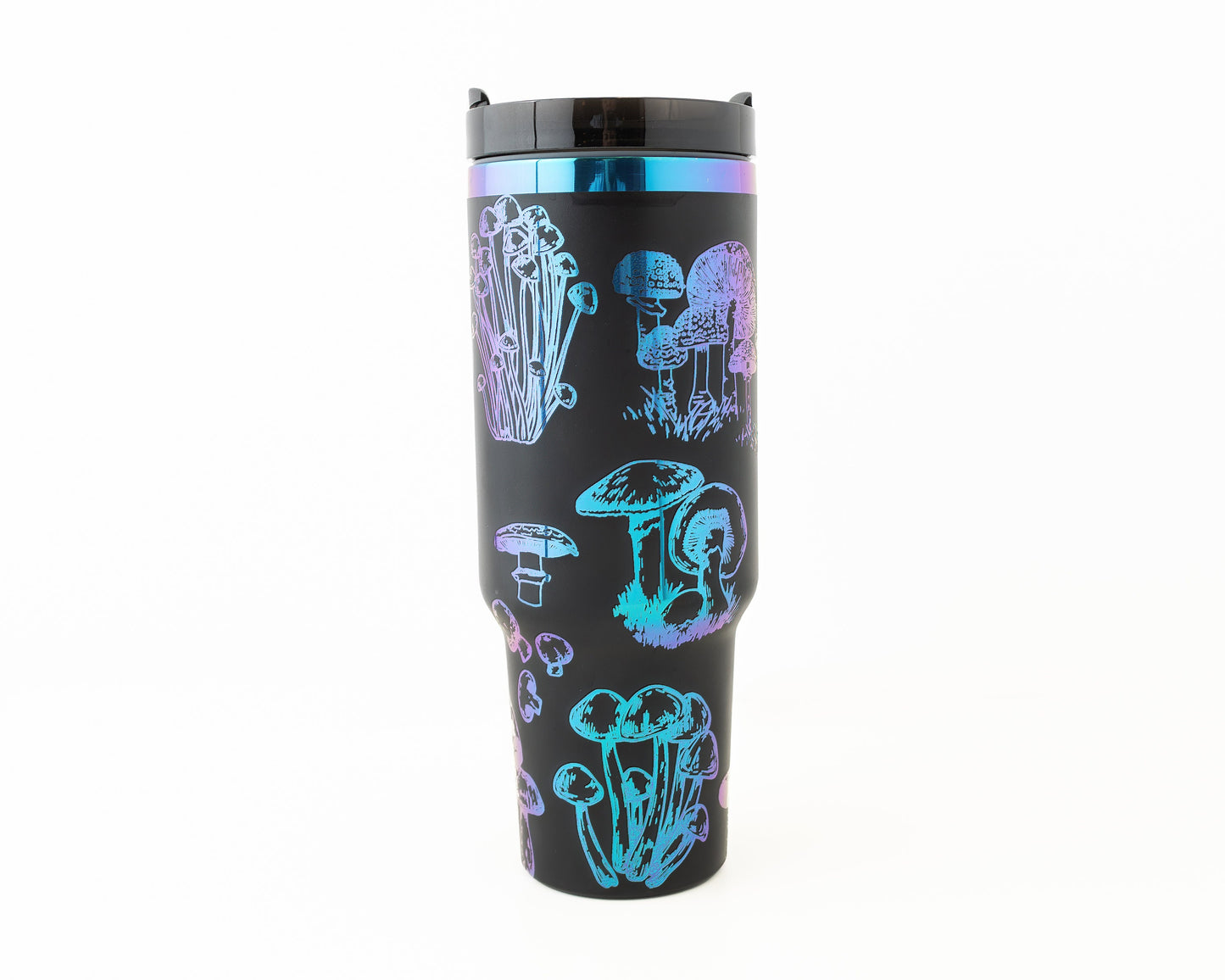 40oz Tumbler with Handle Laser Engraved with Mushroom Design