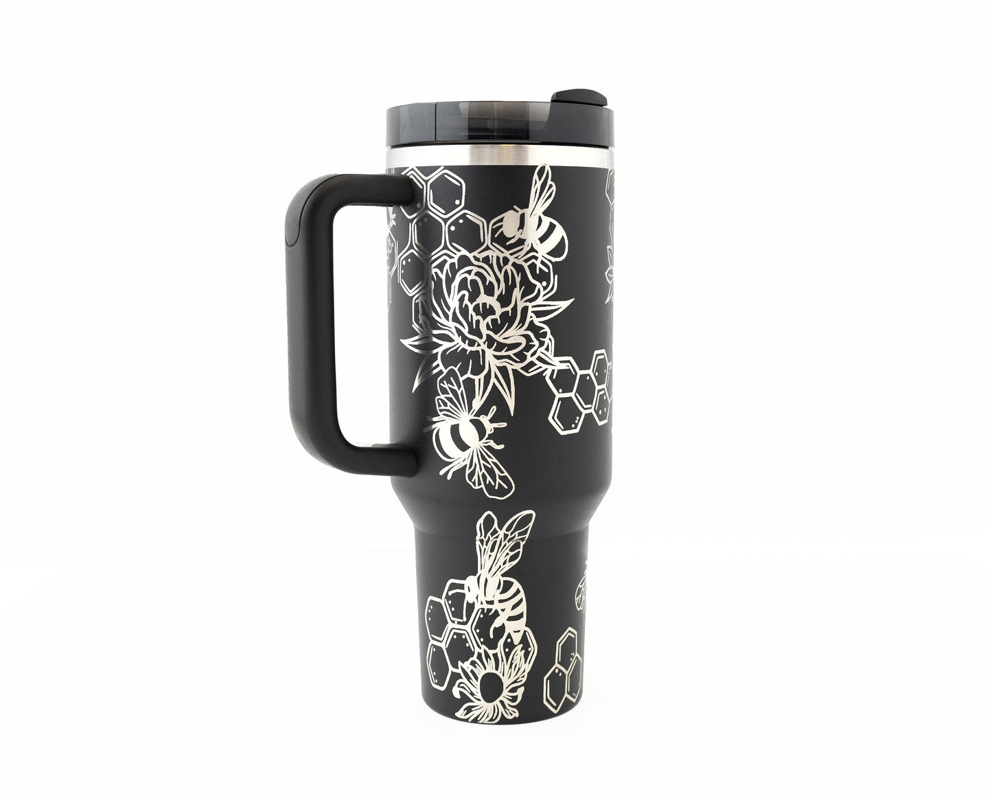 40oz Stanley Tumbler Laser Engraved Bumble Bee & Honeycomb Design