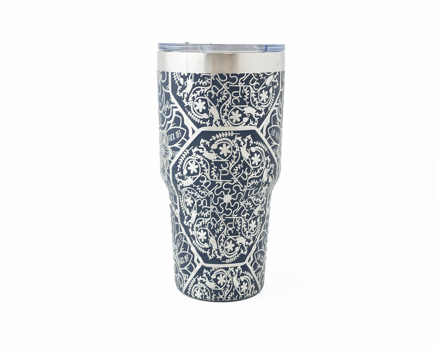 30oz Hidden Swear Word Mandala Tumbler | Funny Laser Engraved Travel Mug with F*ck Design