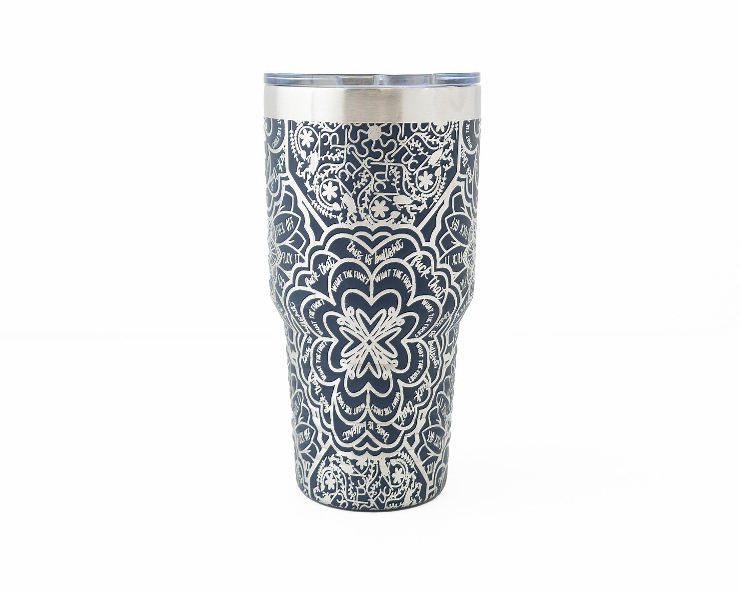 30oz Hidden Swear Word Mandala Tumbler | Funny Laser Engraved Travel Mug with F*ck Design