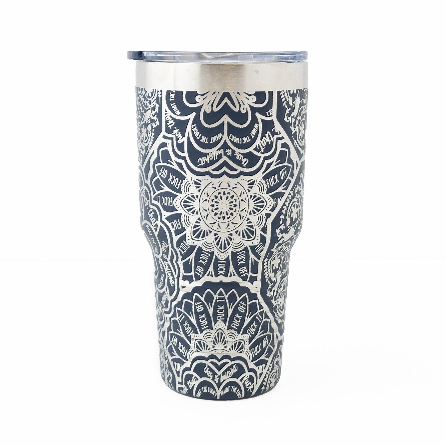 30oz Hidden Swear Word Mandala Tumbler | Funny Laser Engraved Travel Mug with F*ck Design