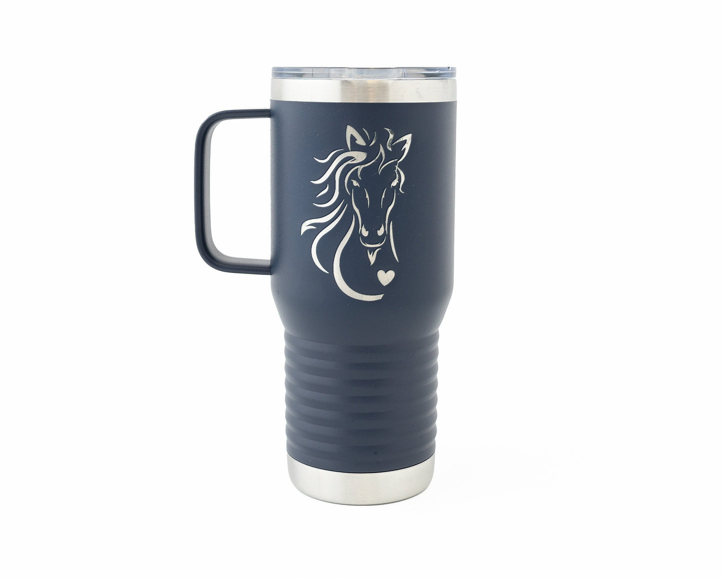 20oz Tumbler with Handle – Laser Engraved Horse Design for Equestrians