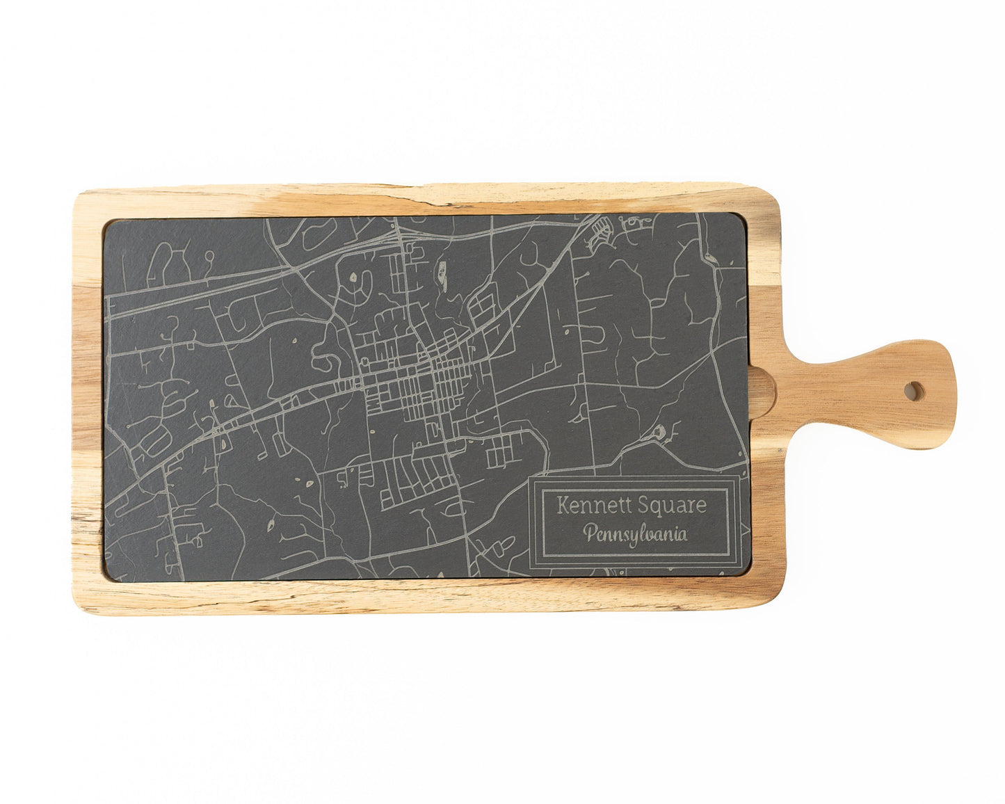 Custom City Map Slate & Acacia Serving Board – Personalized Charcuterie Gift for Hosts or Travelers