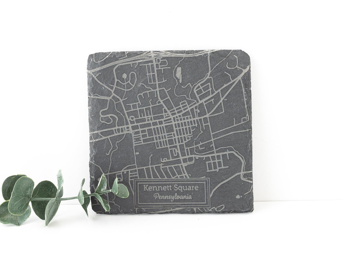 Custom City Map Slate Coasters – Personalized Engraved Set of 4 for Travelers or Hosts