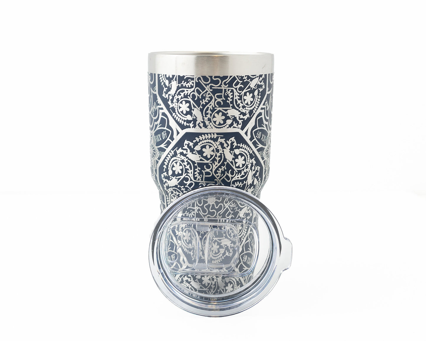30oz Hidden Swear Word Mandala Tumbler | Funny Laser Engraved Travel Mug with F*ck Design