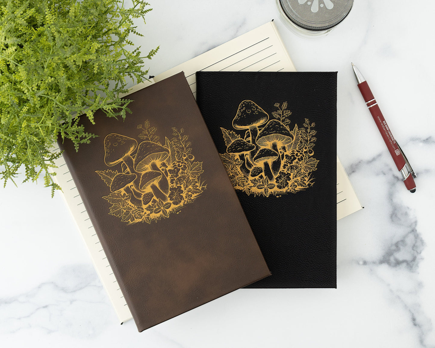 Engraved Mushroom Journal – Custom Leatherette Notebook