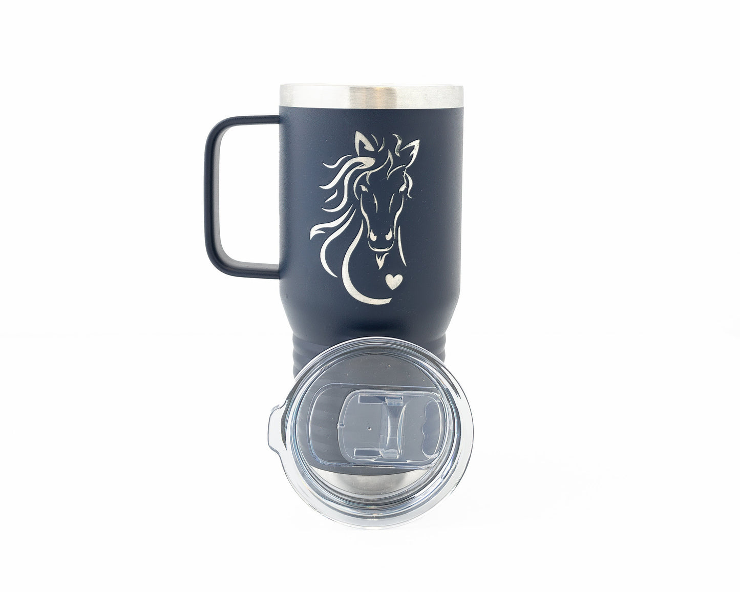 20oz Tumbler with Handle – Laser Engraved Horse Design for Equestrians