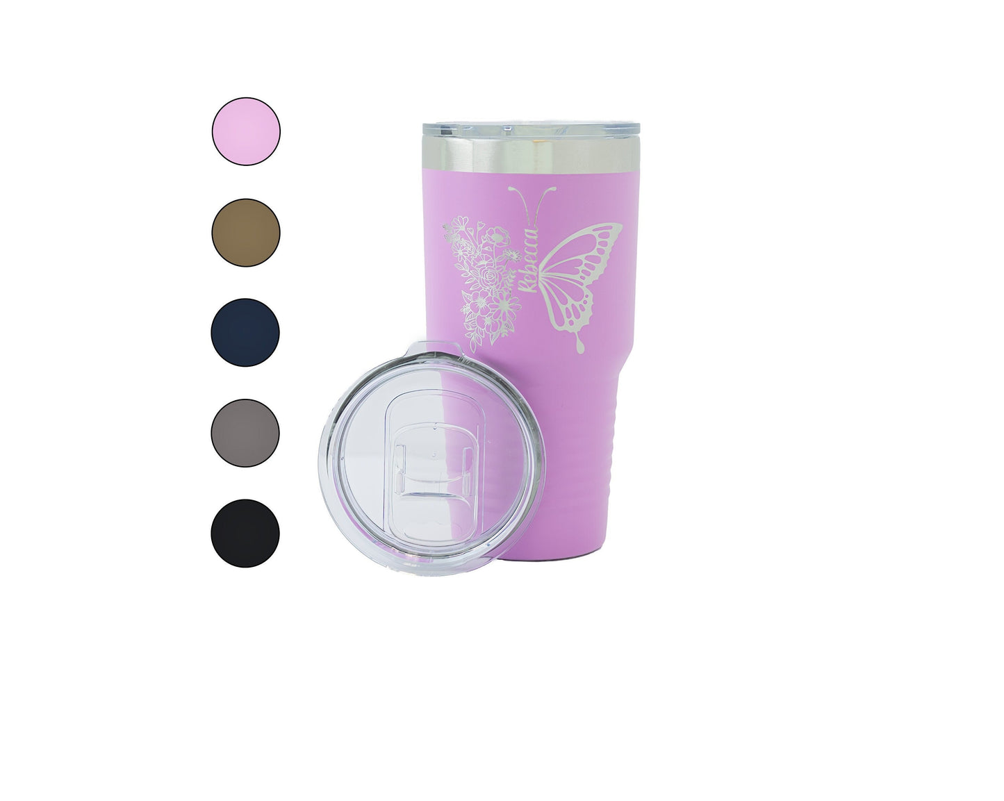 30oz Personalized Butterfly & Floral Tumbler | Custom Insulated Mug for Gardeners & Nature Lovers