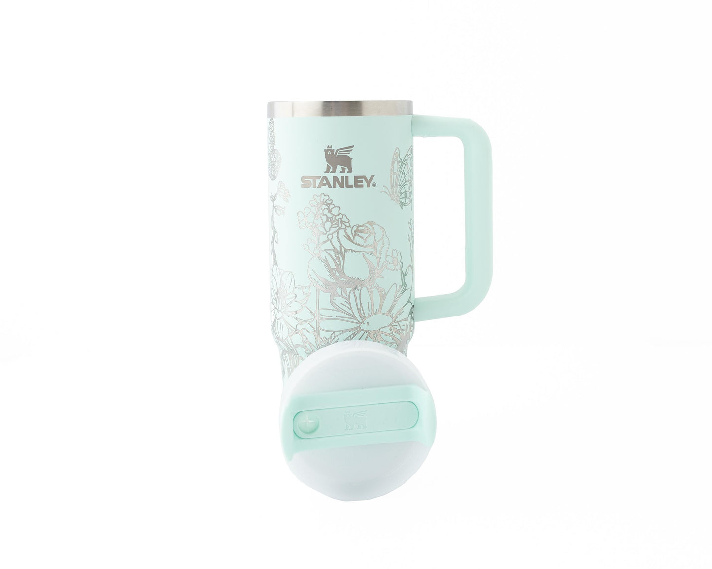 30oz Stanley Tumbler – Laser Engraved with Flowers & Butterflies | Nature Lover or Gardener Gift