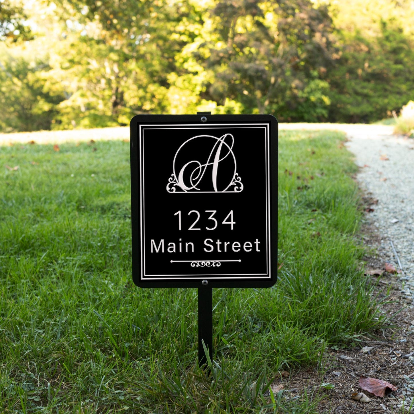 Custom Metal Address Sign with Monogram