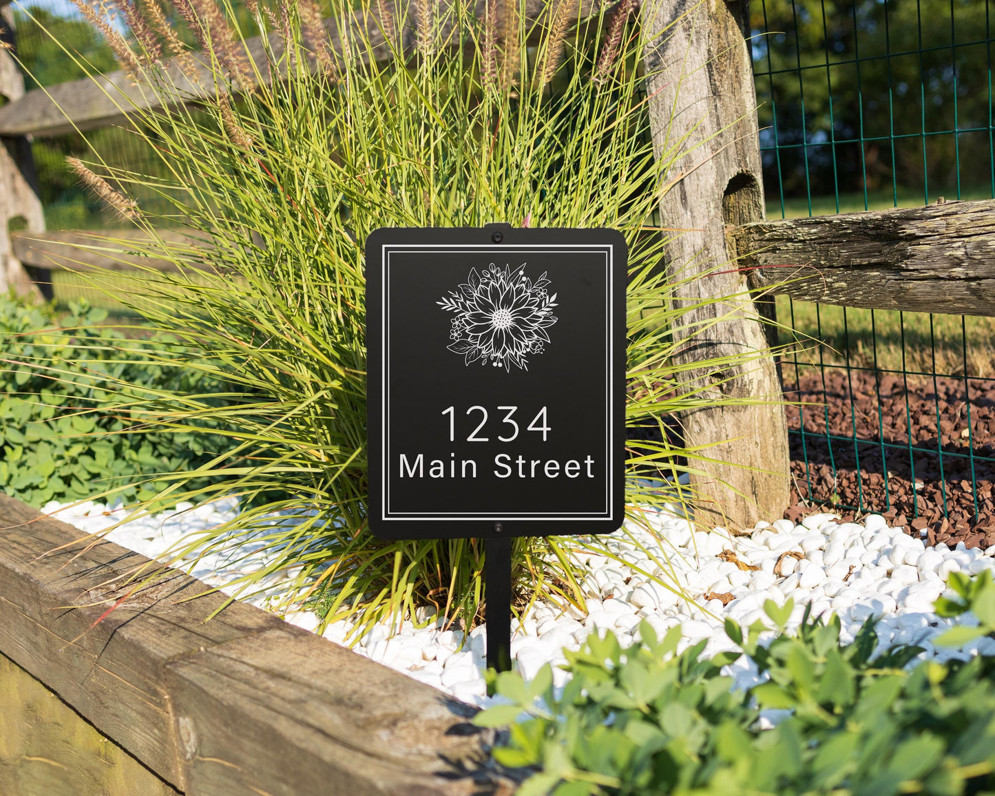 Custom Sunflower House Number Sign with Stake