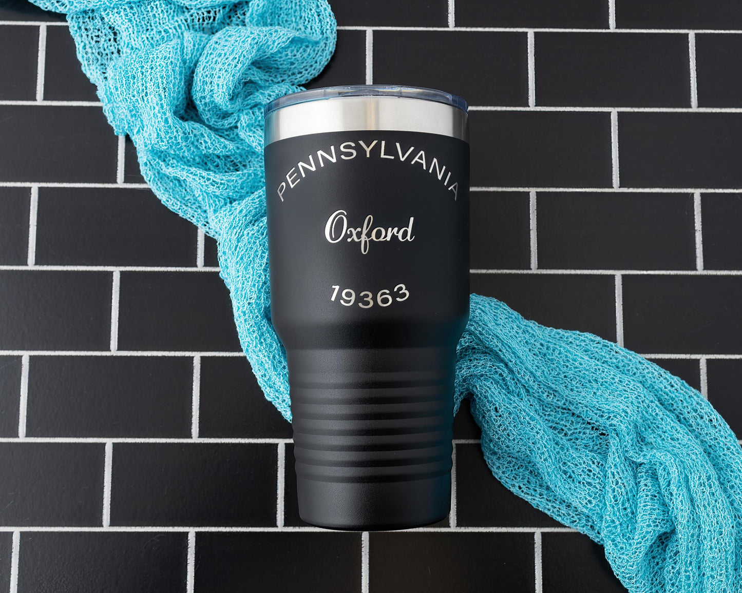 30oz Custom City & Zip Code Tumbler | Personalized Stainless Steel Travel Mug