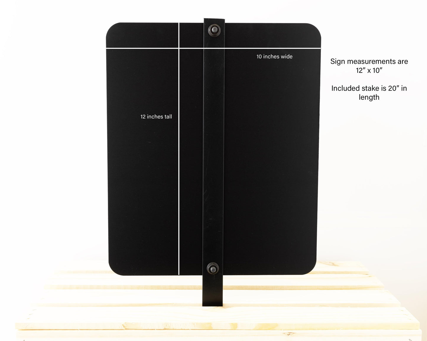 Black shown shown with measurements in white. Displayed on a white background.