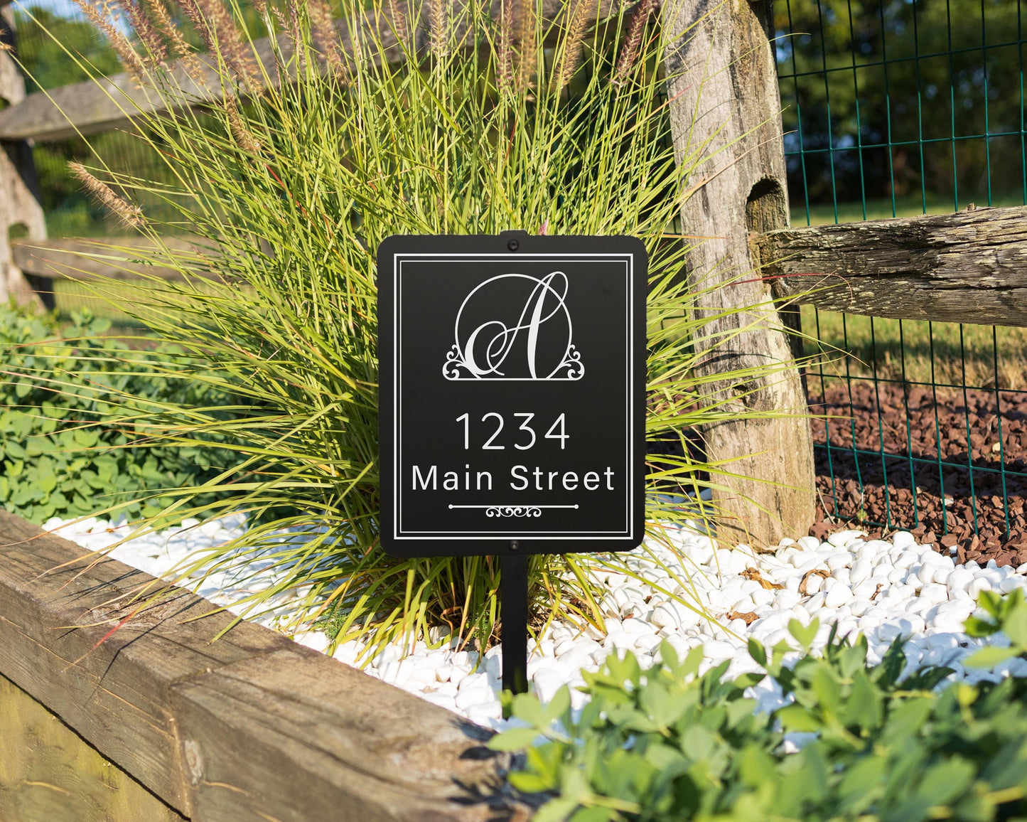 Custom Metal Address Sign with Monogram