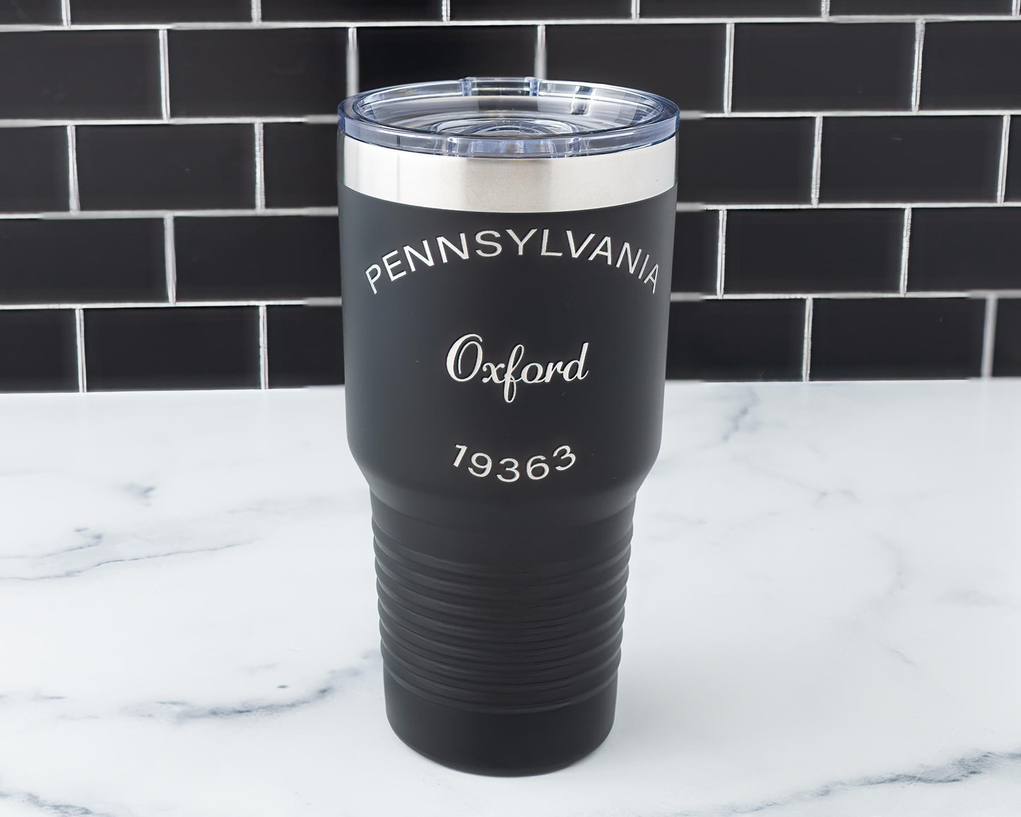 30oz Custom City & Zip Code Tumbler | Personalized Stainless Steel Travel Mug