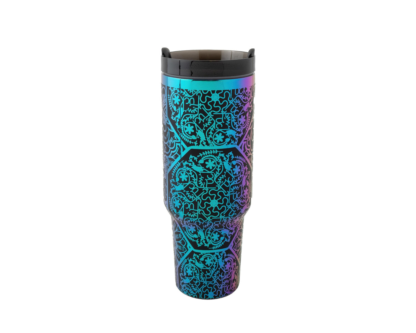 40oz Tumbler with Handle Laser Engraved with Mandala Hidden Swear Word (f*ck)