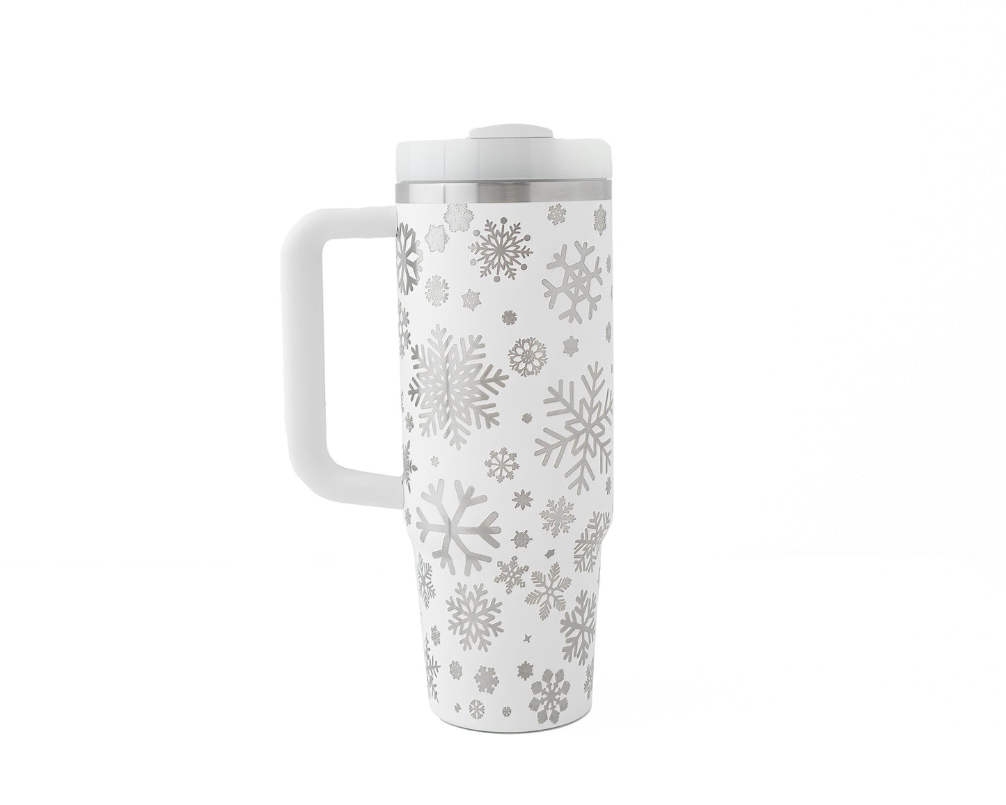 30oz Stanley Tumbler – Snowflake Engraved Winter Cup | Holiday Gift & Stocking Stuffer
