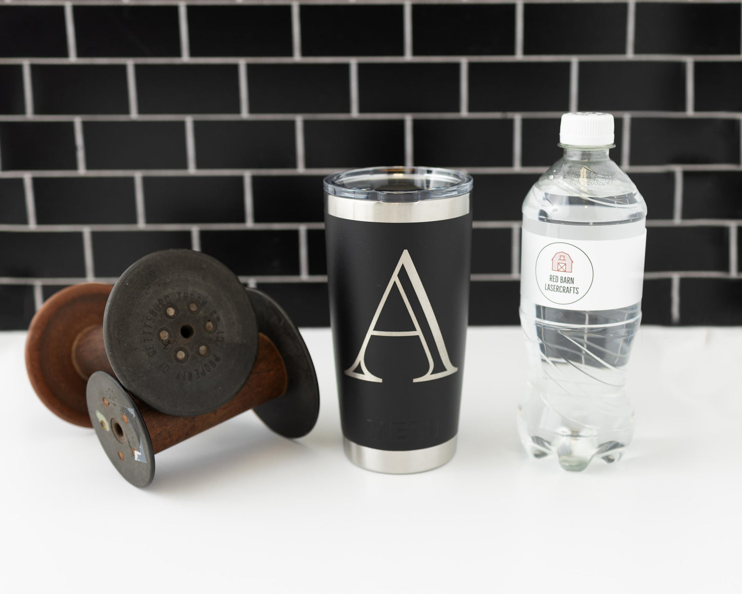 Custom Yeti Rambler 20oz Tumbler with Monogram Initial – Personalized Laser Engraved Gift