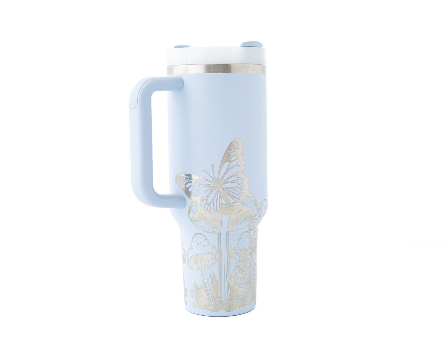 30oz Stanley Tumbler – Engraved with Mushrooms & Butterflies | Nature-Inspired Gift for Gardeners