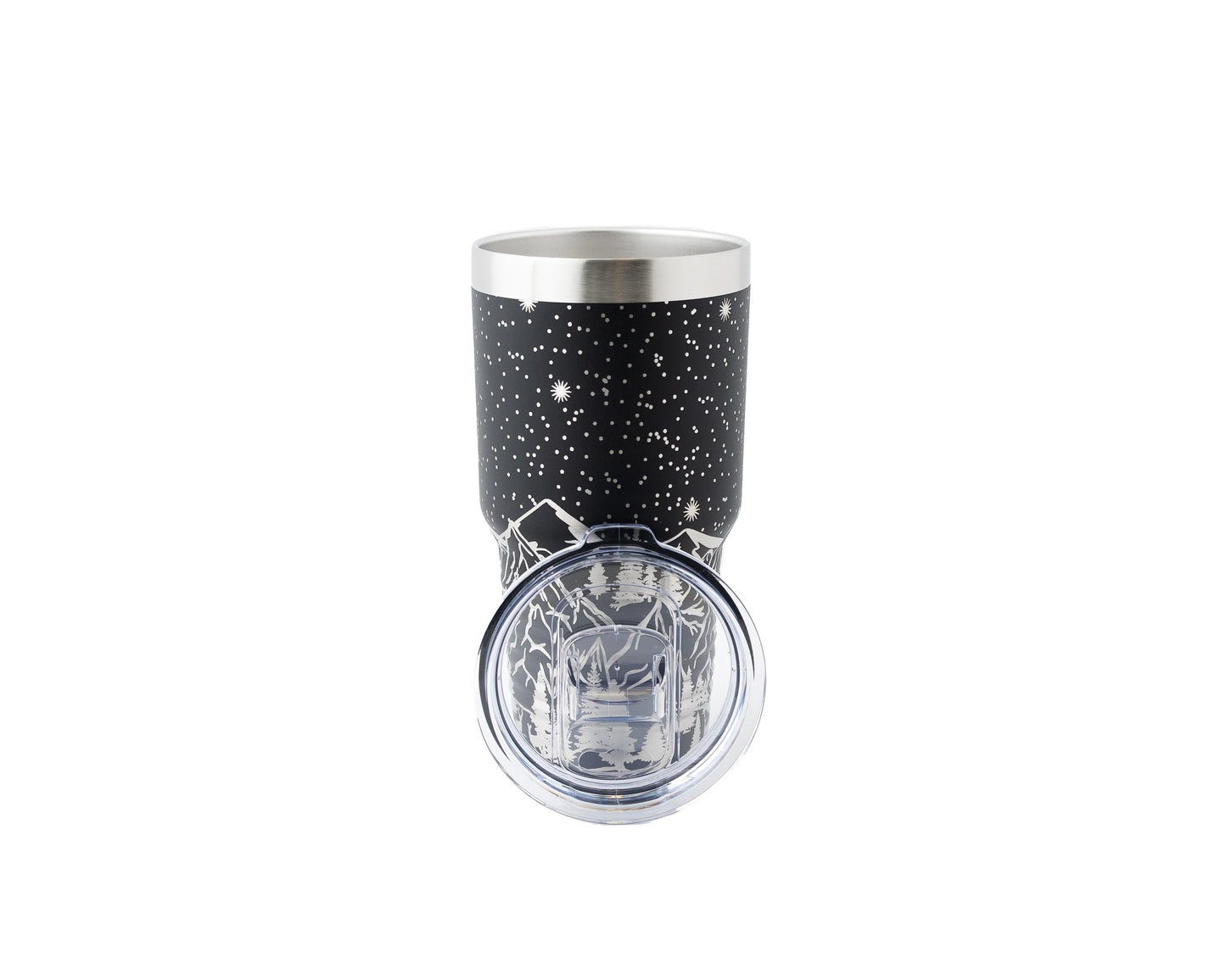 30oz Tumbler Engraved with Mountains, Trees & Stars | Travel Mug for Outdoor Lovers